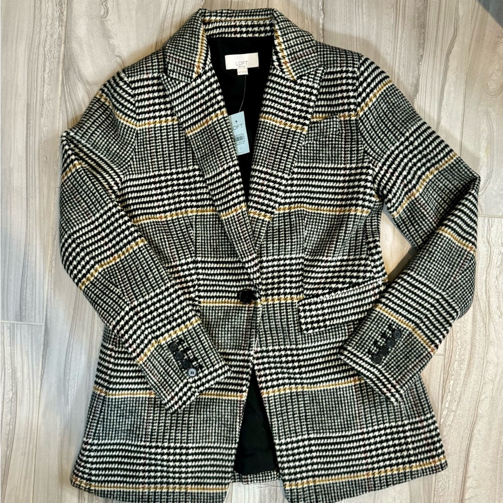 NWT Loft Womens Plaid Blazer Size 0 Petite 0P